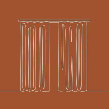 Minimalist depiction of a curtain hanging from a ceiling with a solid , emphasizing simplicity and clean lines vector