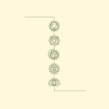 Elegant symmetrical geometric pattern featuring interconnected lotus and star shapes on a light beige vector