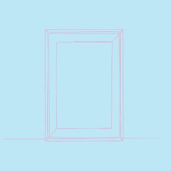 minimalista abierto ventana marco con claro vaso conjunto en contra un suave pastel azul enfatizando sencillez y tranquilidad vector