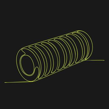 Neon outline of a cylindrical object with spiral ridges on a dark , emphasizing minimalistic and modern design elements vector