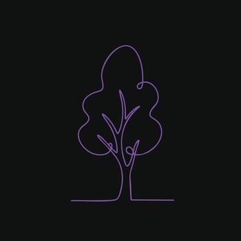 Minimalist neon line art of a tree with a dark emphasizing simplicity and elegance in design vector