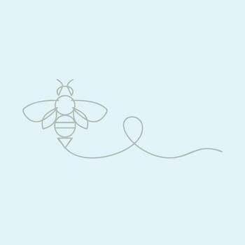 Minimalist line art of a bee with a looping tail on a soft pastel emphasizing simplicity and elegance vector