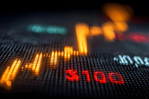 Digital Financial Chart with Glowing Lines and Numeric Display for Business Analysis photo