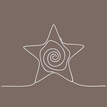 Minimalist wireframe star with a spiral center on a neutral emphasizing simplicity and geometric design vector