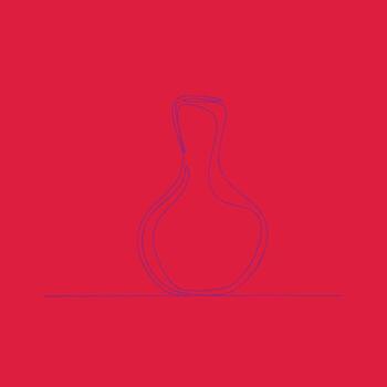 Minimalist Line Art of a Curved Vase on a Bold Red with Simple Horizontal Line vector