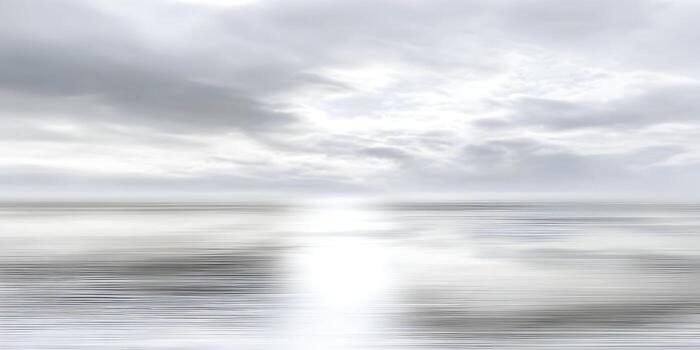 A minimalist abstract landscape features a cloudy grey sky reflecting on a blurred serene water surface creating a peaceful ethereal mood photo
