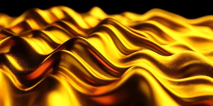 Abstract golden waves ripple across a dark background creating a luxurious and elegant visual photo