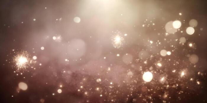 A beautiful abstract background features golden bokeh and sparkling light particles photo