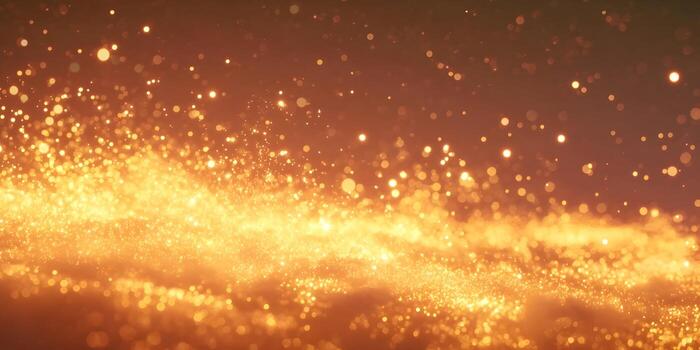 Vibrant golden particles glow and shimmer creating a dynamic abstract background photo