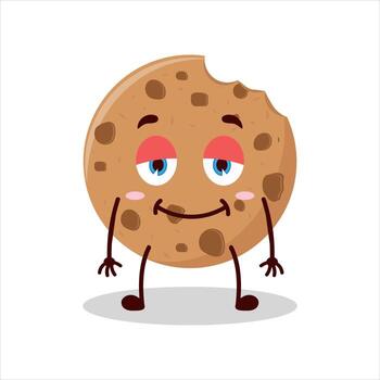 Cute lazy expression of bite cookies cartoon character vector