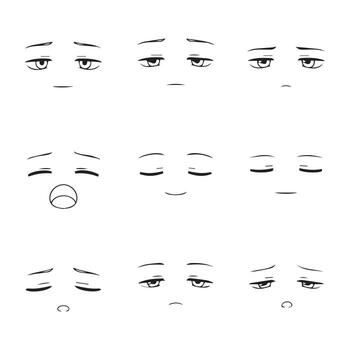 Minimal Eyebrow and Eye Shape Line Icons Set vector