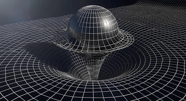 A 3D visualization of a gravity wormhole in spacetime photo
