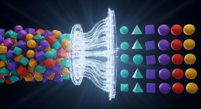 Data processing sorting chaos into order photo