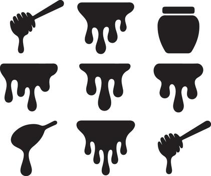 Beekeeping Honey Dripping Icon Set on Transparent Background vector