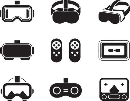 Vr Gaming Icons Set For Augmented Reality Virtual Gaming Metaverse And Simulation vector