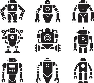 robot máquina automatización futuro tecnología artificial inteligencia cyborg androide icono silueta. vector