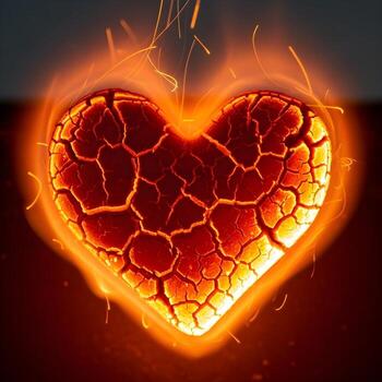 Intense Ember Heart A Macro Journey Through Searing Flame-Infused Textures, Radiating Warm, Passionate Energy with Soft, Blurred Edges in Vivid photo