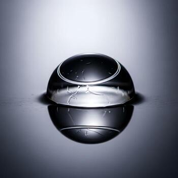 Macro Marvel A Singular Glistening Water Droplet Reflects Its Delicate Liquid Textures and Diffused Light on a Mirrored Surface Beautifully photo