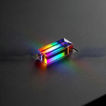 Spectrawindow Macro Exploration of a Tiny Prismatic Portal Capturing Vivid, Refracted Light on a Textured Surface in Minimalist, Upscale Design photo