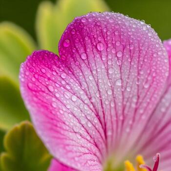 ultra detallado de cerca de un besado por el rocío flor pétalo exhibiendo intrincado vena patrones, vibrante texturas, y un suave difundido antecedentes capturado esmeradamente foto