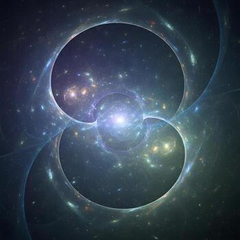 Celestial Convergence A Surreal Spotlight on Nebula-Inspired Radiance and Delicate, Interwoven Cosmic Patterns in a Minimalist Macrocosm photo