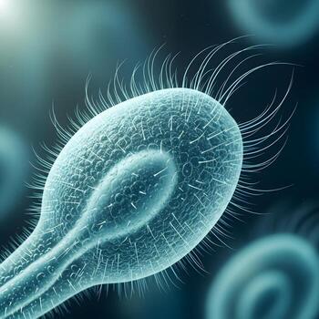 Vivid Macro Journey Intricate Xenoplankton Details Under Ambient Light Illuminate Calming Aquatic Depths, Revealing Natures Subtle, Mysterious Textural Fantasia Seamlessly. photo