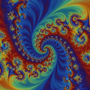Vivid Kaleidoscopic Fractal Symphony Macro Journey Through Intricate Geometry Bursting With Luminous Fluid Colors and Ethereal Gradients in Digital Splendor photo