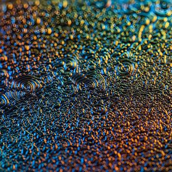 Intricate Metallic Nanostructure Surface A Captivating Close-Up of Reflective, Vibrant Micro Textures, Delicate Patterns, and Soft, Ambient Luminous Light Overlay photo
