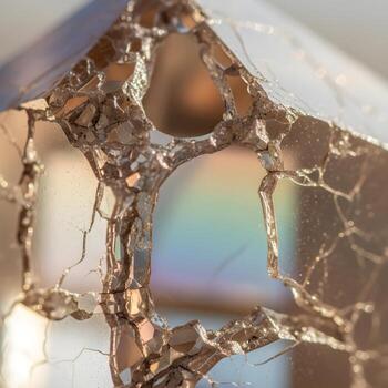 Macro Exploration Crumbling Prism, Soft Natural Light Illuminating Textured Surfaces in a Dance of Delicate Hues and Timeless Elegance. photo