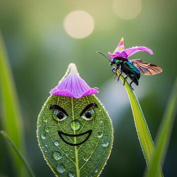 Macro Mirth Tiny Textures Reveal Natures Playful Whimsy with Soft Vibrant Lighting and Humorous Patterns in a Miniature, Enchanting Landscape photo