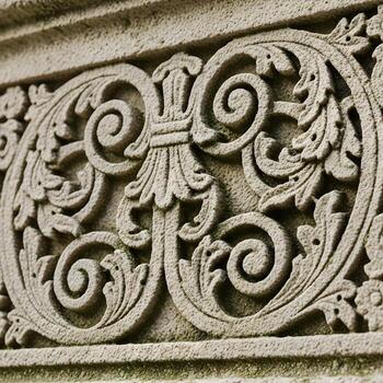 Macro Close-Up of Doric Stone Carvings and Patina A Detailed Exploration of Timeless Ancient Geometry Under Soft, Balanced Illumination photo