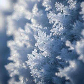 Enchanted Arctic Macro Shimmering Frost Crystals Gracefully Adorn Icicles, Subtly Revealing Intricate Textures and Mystical Patterns in Delicate, Soft Illumination photo