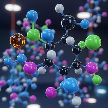 Ultra-Close Macro Capture of Gleaming Hydrocarbonx Molecules in a Cutting-Edge, Futuristic Chemistry Landscape Radiating Unmatched Upscale Elegance and Intricate Connectivity. photo