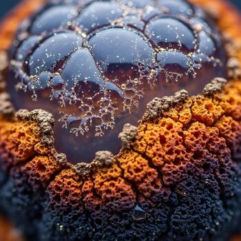 Intricate Organic Anomaly A Microcosmic Study of Unusual Texture, Evolving Color, and Subtle Patterns in Gentle Luminescence, Evoking Natural Wonder photo