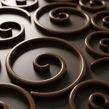 Elegant Macro Close-Up of Intricate, Curlicue Patterns on a Luxurious Smooth Backdrop, Highlighting Refined Textures, Soft Lighting, and Delicate Artistry photo