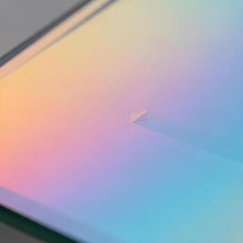 Ethereal Spectrum Reflections A Dance of Lightshift Gradients on Mirrored Glass, Exuding Upscale Minimalist Elegance in a Fusion of Art. photo