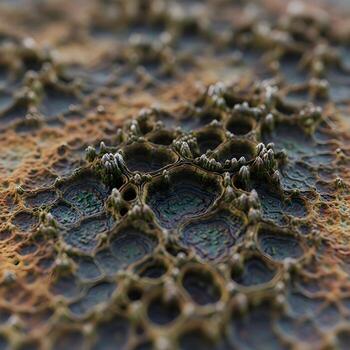 intrincado macro ver de extraterrestre texturizado resistido superficie revelador Exquisito natural detalles iluminado por suave ambiente Encendiendo y terrenal tonos foto