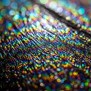 Mesmerizing Macro Capture of Dazzling Iridescent Colors Reflecting Light in a Refined Bokeh Background of Vibrant Micro Textures Sparkling Elegantly photo