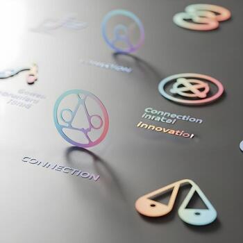 Elegant Modern Pictograms Macro Journey Through Subtle Gradients, Minimalist Aesthetics, and Soft Diffused Light for a Refined, Upscale Ambiance photo