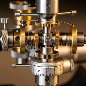 Intricate Ultramicrometer Elegance A Close-Up Manifestation of Metallic Precision, Revealing Shimmering Reflections and Macro Artistry in Exquisite Detail Beyond Measure photo