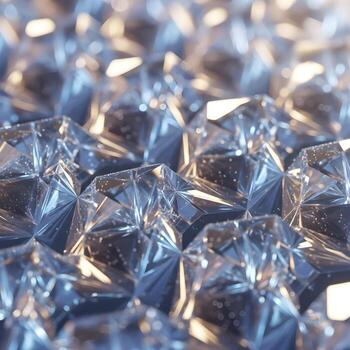 Captivating intricate close-up of shimmering fractal crystals arranged in mysticmatrix pattern, merging luminous textures with soft shadows in an otherworldly surreal ambiance. photo