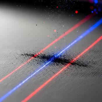 Macro Journey into Xerographic Art Illuminated Toner Particles, Precise Laser Reflections, and Textured Prints Capturing the Dynamic Process in Timeless Modern Elegance photo