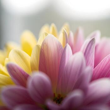 intrincado macro ver suavemente difundido natural ligero ilumina delicado, vibrantemente matizado pétalos en un sereno floral ventana de eterno belleza. foto