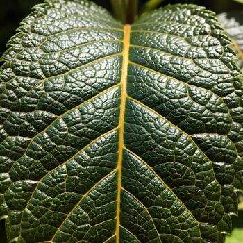Mystic Draconic Textured Leaf A Close-Up Odyssey Highlighting Intricate Veins, Enchanting Scales, and the Timeless Ethereal Dance of Natural Patterns photo