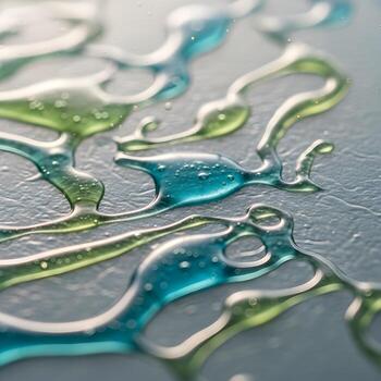 macro fluido ballet capturar el dinámica evolución de sutil, cambiando líquido patrones en un texturizado superficie infundido con ambiente natural ligero foto