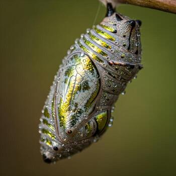 Macro Wonder of a Chrysalis An Intimate, Detailed, Textured View of Insect Metamorphosis, Powerfully Revealing Nature's Intricate and Transformative Mysteries photo