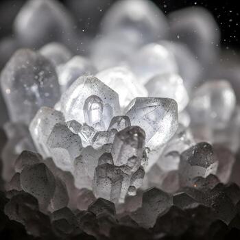 Macro Exploration of Crystalline Cosmic Dust Clusters A Luminous Journey Through Intricate Interstellar Patterns, Ambient Light, and Delicate Textured Galaxies photo