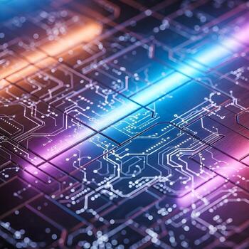 Futuristic Macro Metallic Prism An Immersive Display of Vivid Neon Beams, Exquisite Reflective Micro Patterns and Elegant, Upscale Textures photo