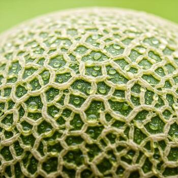 A close up of a green melon with water droplets photo