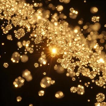 macro Disparo capturar radiante, reluciente dorado partículas ese mezcla luz, intrincado texturas, y brillante patrones en un misterioso oscuro antecedentes foto